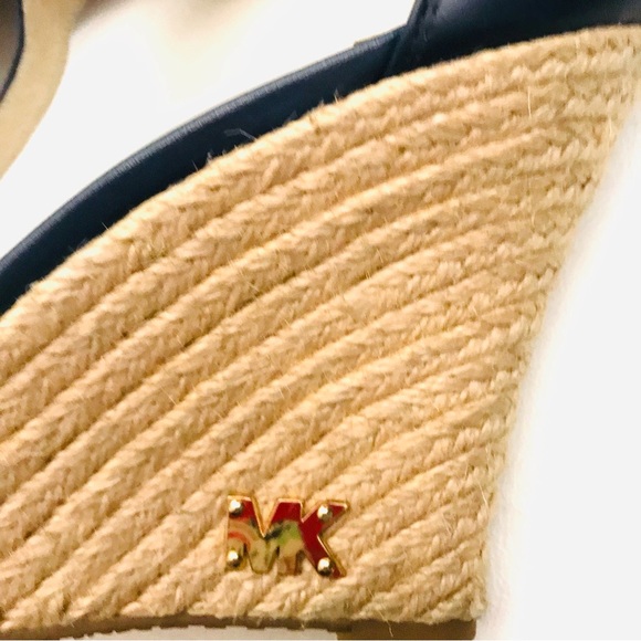 MICHAEL Michael Kors Sandals Navy Leather Espadrille Wedge Size 7 NIB - Picture 12 of 15